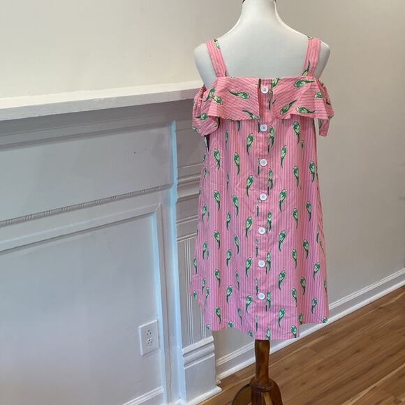 Crown & Ivy Medium Dress 100% Cotton Parrot Boho Resort Dress Preppy Button Back - Picture 3 of 16